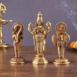 Brass Tirupati Balaji, Garuda & Hanuman Trio 5.5" | Divine Idols Set | Blessings, Protection & Devotion | Handcrafted Spiritual Ambiance | Home Temple Decor